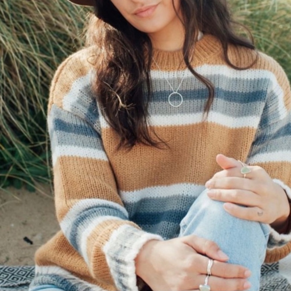Blue and gold Rip curl striped wool sweater